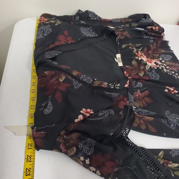 Gimmicks Bke Womens Y2K Dark Floral Whimsigoth Mesh Babydoll Top Size L Fairy - Picture 9 of 13